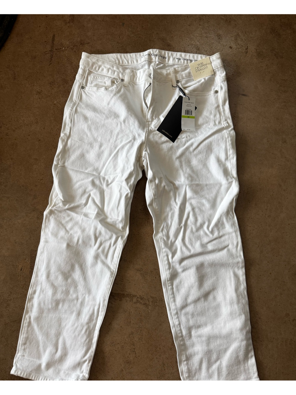 Calvin Klein Cropped Straight White Jean